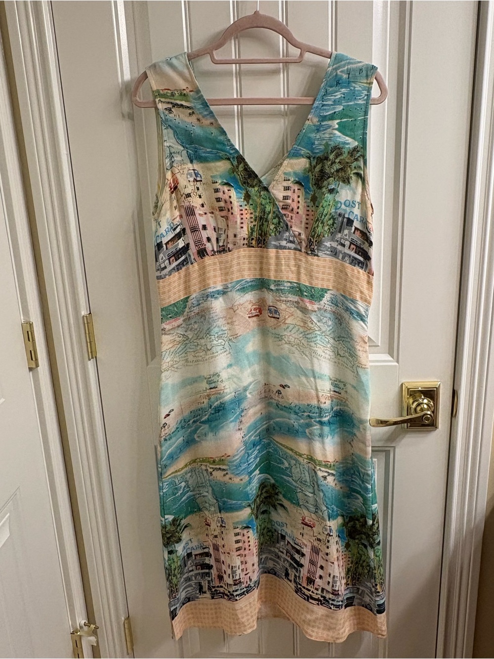 Weekend Traffic sleeveless shoreline beach print dress 8 Cruise-wear Vacation